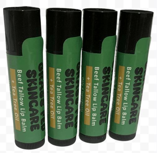 Beef Tallow Lip Balm 4 Pack - Tea Tree Oil